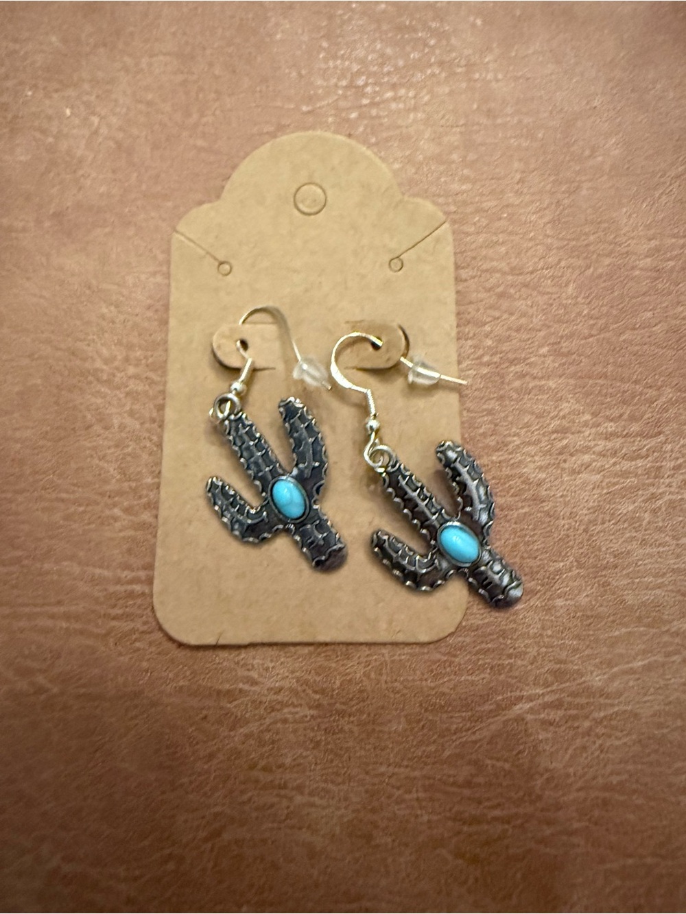 Turquoise Cactus Dangle Earrings with 925 Sterling hook